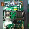 Lower circuit board. Two 6-conductor flex connectors mate with sockets on the upper board.