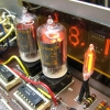 Back side of the display showing the two socketed Nixie display tubes.