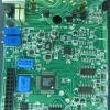 Standard in-line 0.1-inch pitch headers serve to connect the two circuit boards.